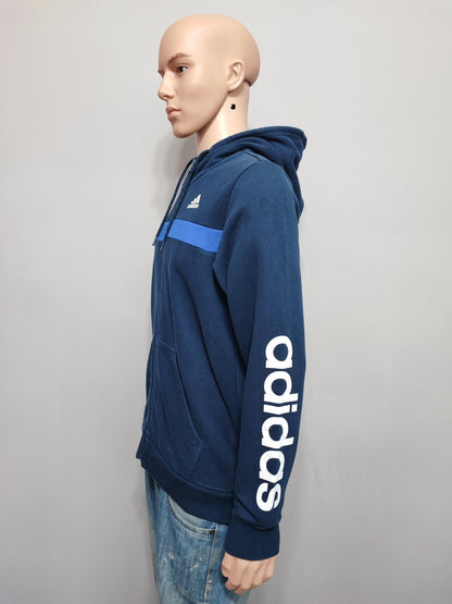 Vintage adidas Striped Hooded Track Jacket Faded Blue Men Size Medium