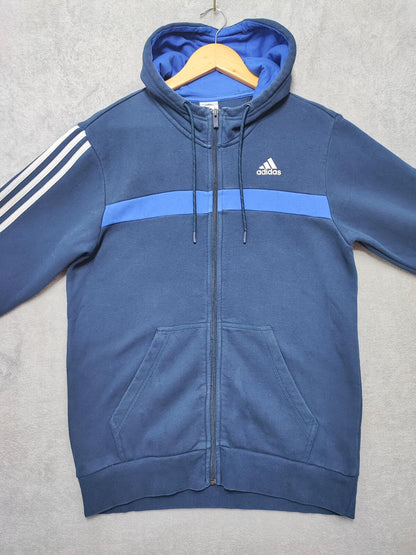 Vintage adidas Striped Hooded Track Jacket Faded Blue Men Size Medium