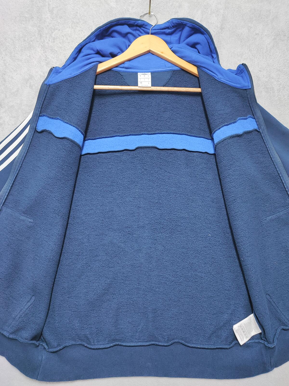 Vintage adidas Striped Hooded Track Jacket Faded Blue Men Size Medium