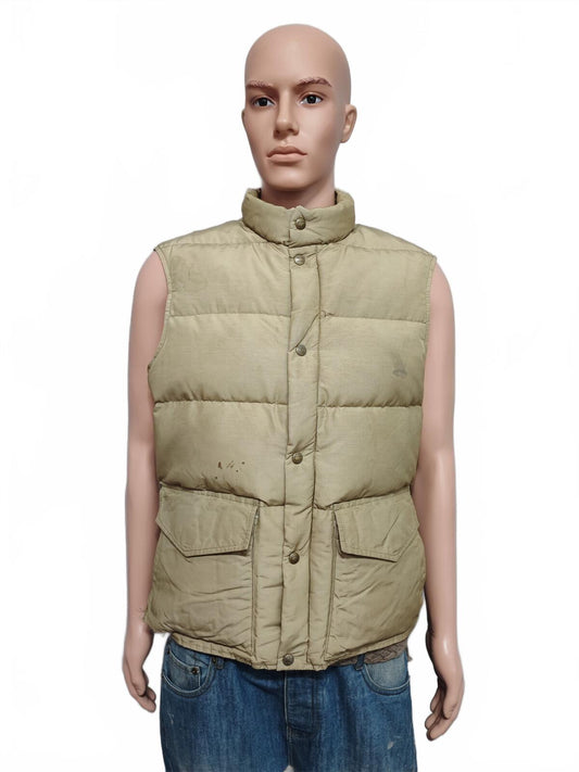 Vintage Woolrich Plain Tan Beige Padded Puffer Gilet Vest Men Size Large