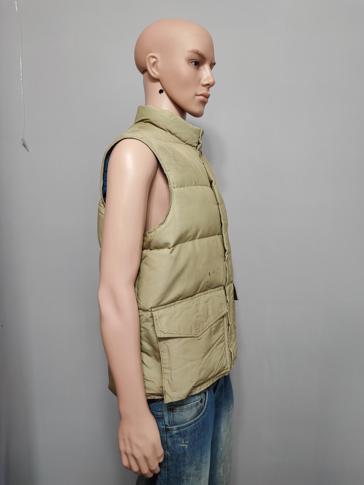 Vintage Woolrich Plain Tan Beige Padded Puffer Gilet Vest Men Size Large