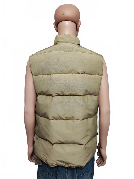 Vintage Woolrich Plain Tan Beige Padded Puffer Gilet Vest Men Size Large
