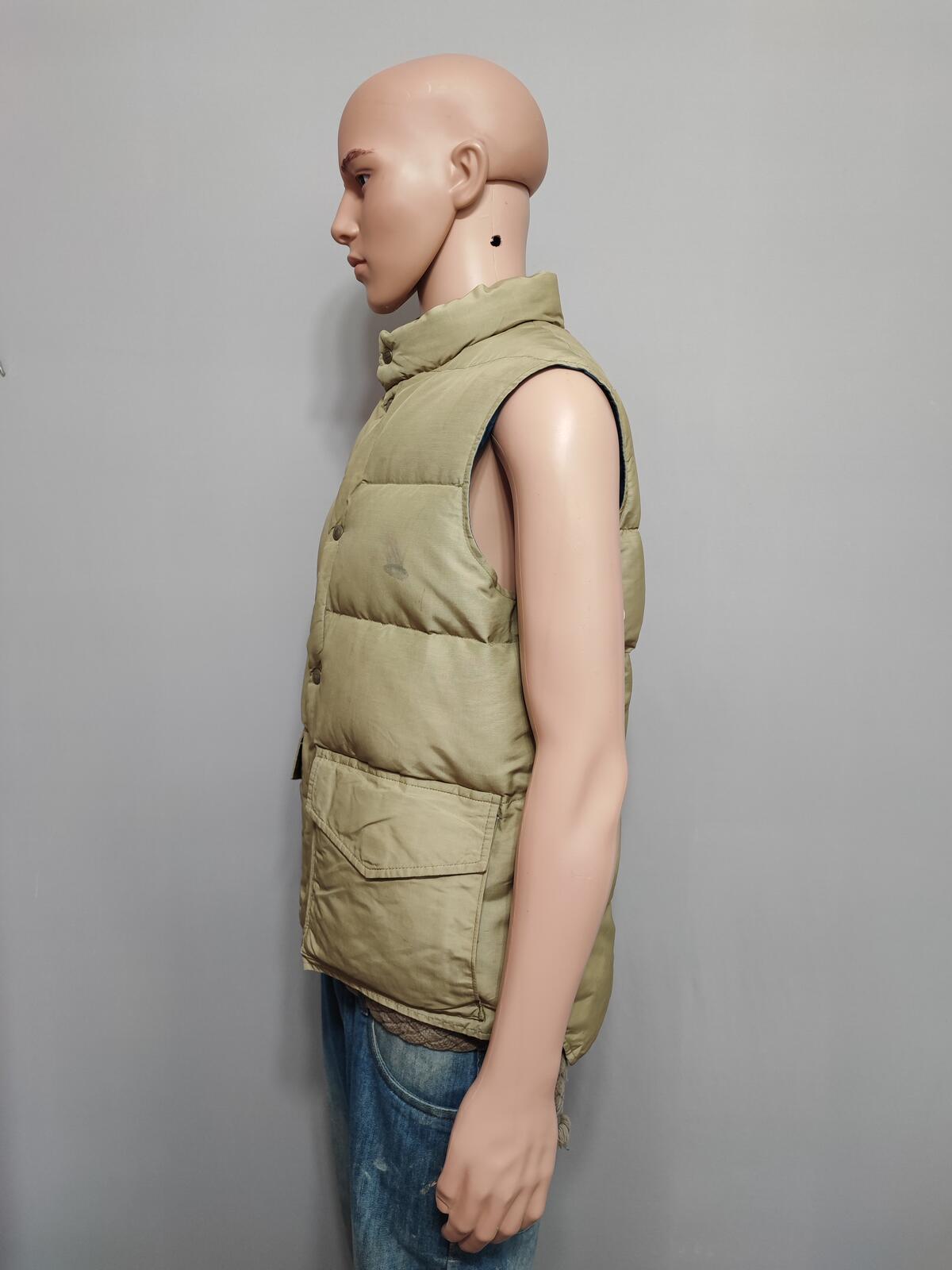 Vintage Woolrich Plain Tan Beige Padded Puffer Gilet Vest Men Size Large
