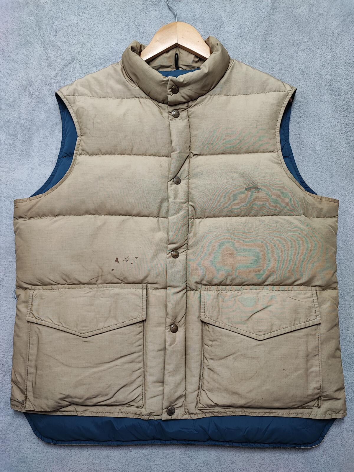 Vintage Woolrich Plain Tan Beige Padded Puffer Gilet Vest Men Size Large