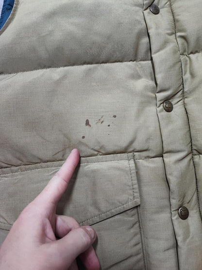 Vintage Woolrich Plain Tan Beige Padded Puffer Gilet Vest Men Size Large