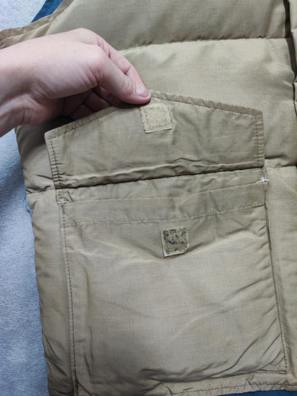 Vintage Woolrich Plain Tan Beige Padded Puffer Gilet Vest Men Size Large