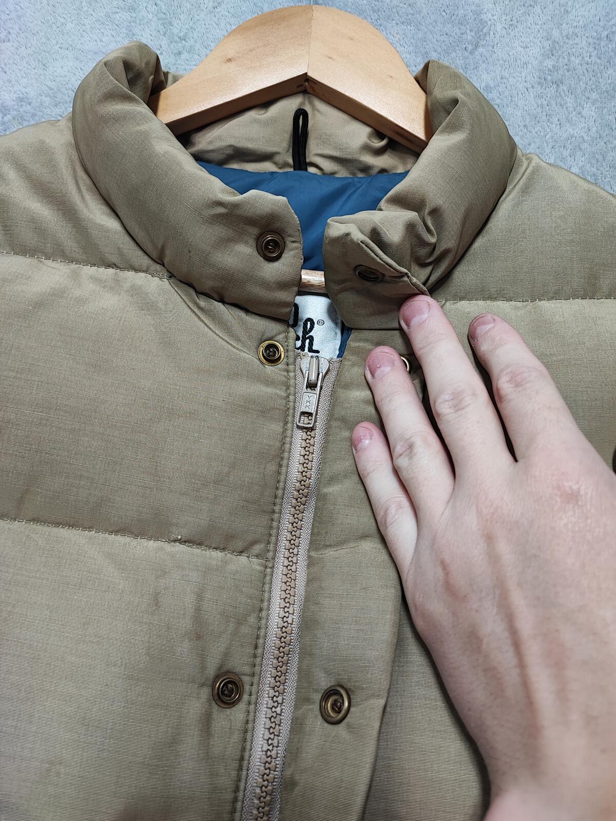 Vintage Woolrich Plain Tan Beige Padded Puffer Gilet Vest Men Size Large