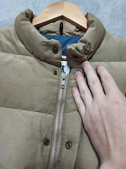 Vintage Woolrich Plain Tan Beige Padded Puffer Gilet Vest Men Size Large