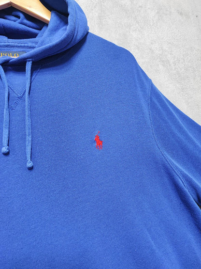 Vintage Polo Ralph Lauren Hooded Sweatshirt relaxed 90s skater Blue Men Size XL