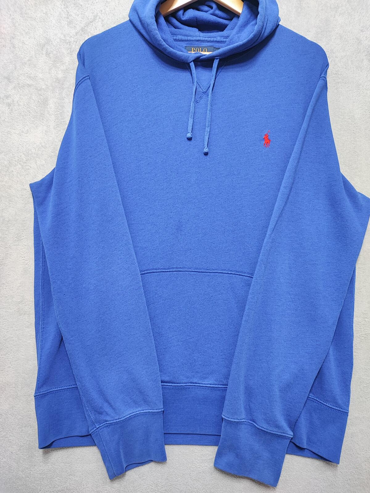 Vintage Polo Ralph Lauren Hooded Sweatshirt relaxed 90s skater Blue Men Size XL