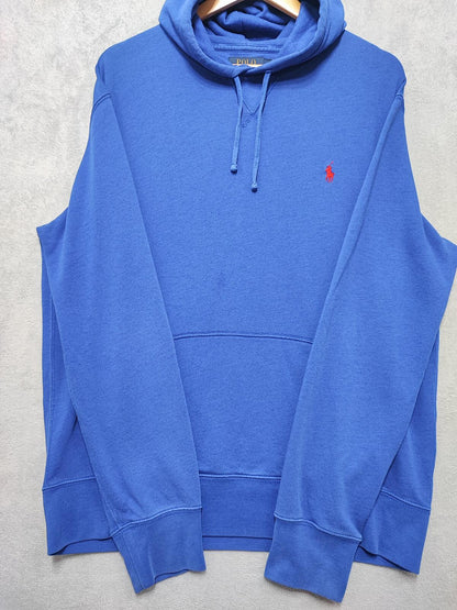 Vintage Polo Ralph Lauren Hooded Sweatshirt relaxed 90s skater Blue Men Size XL