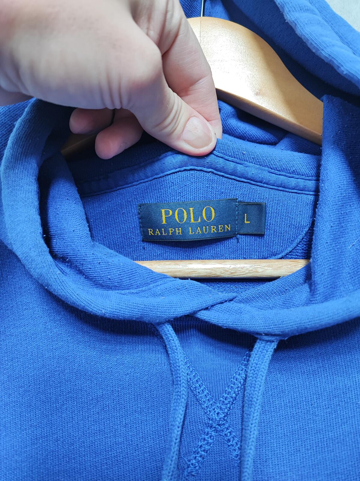 Vintage Polo Ralph Lauren Hooded Sweatshirt relaxed 90s skater Blue Men Size XL