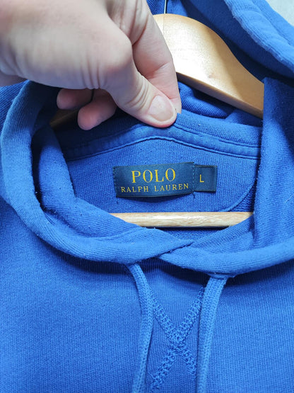 Vintage Polo Ralph Lauren Hooded Sweatshirt relaxed 90s skater Blue Men Size XL