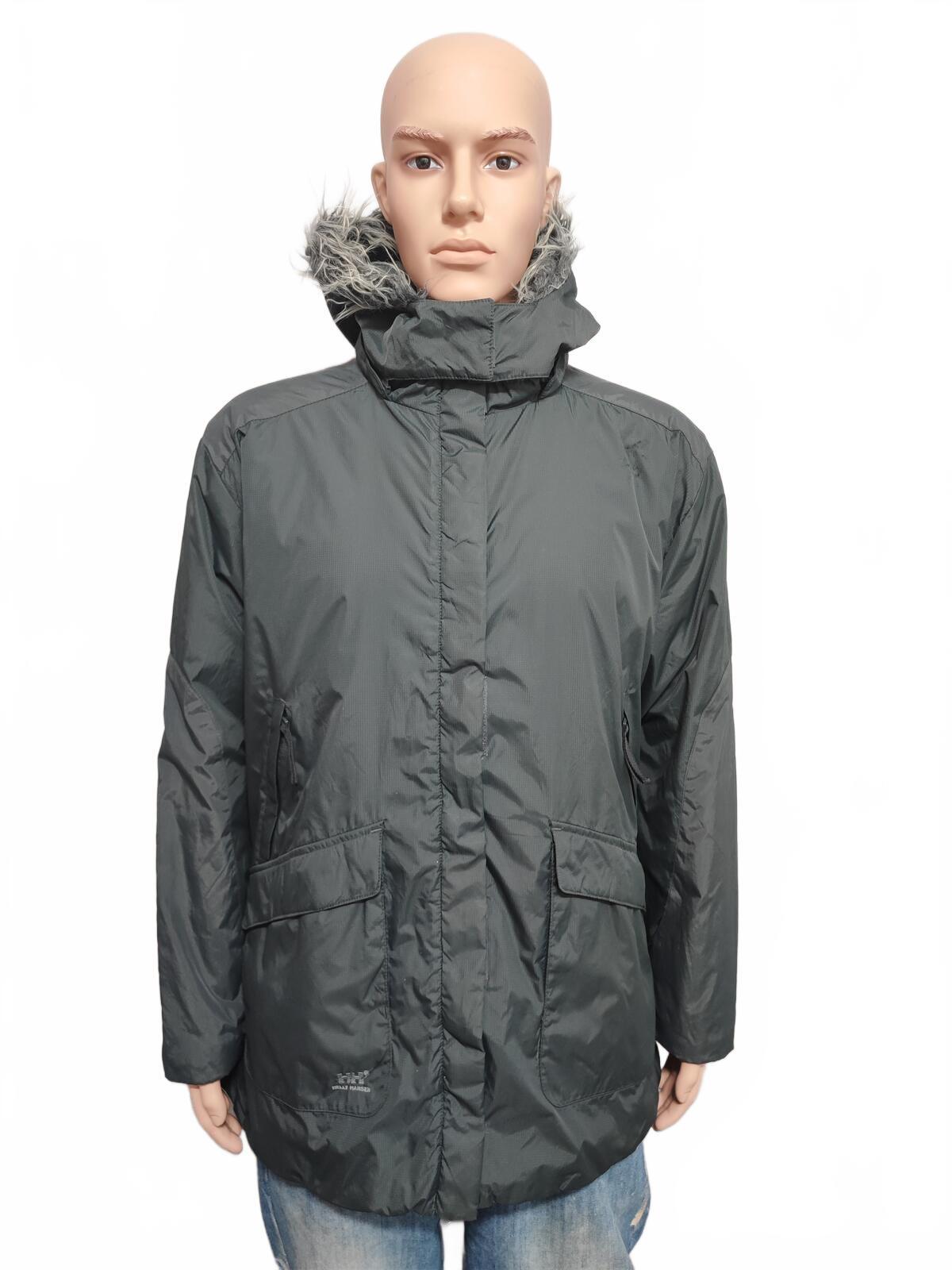 Vintage Helly Hansen Plain Grey Faux Fur Trim Hooded Parka Jacket Men Size XXL