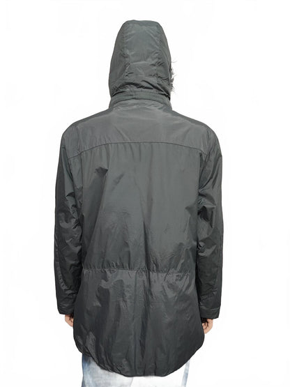 Vintage Helly Hansen Plain Grey Faux Fur Trim Hooded Parka Jacket Men Size XXL