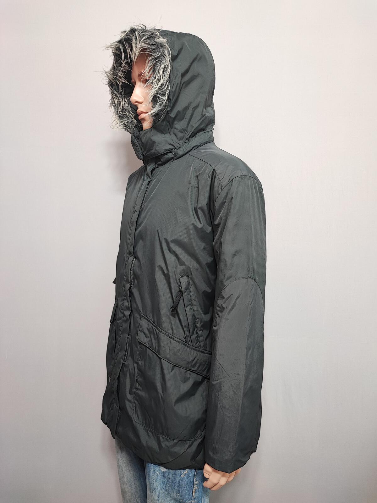 Vintage Helly Hansen Plain Grey Faux Fur Trim Hooded Parka Jacket Men Size XXL