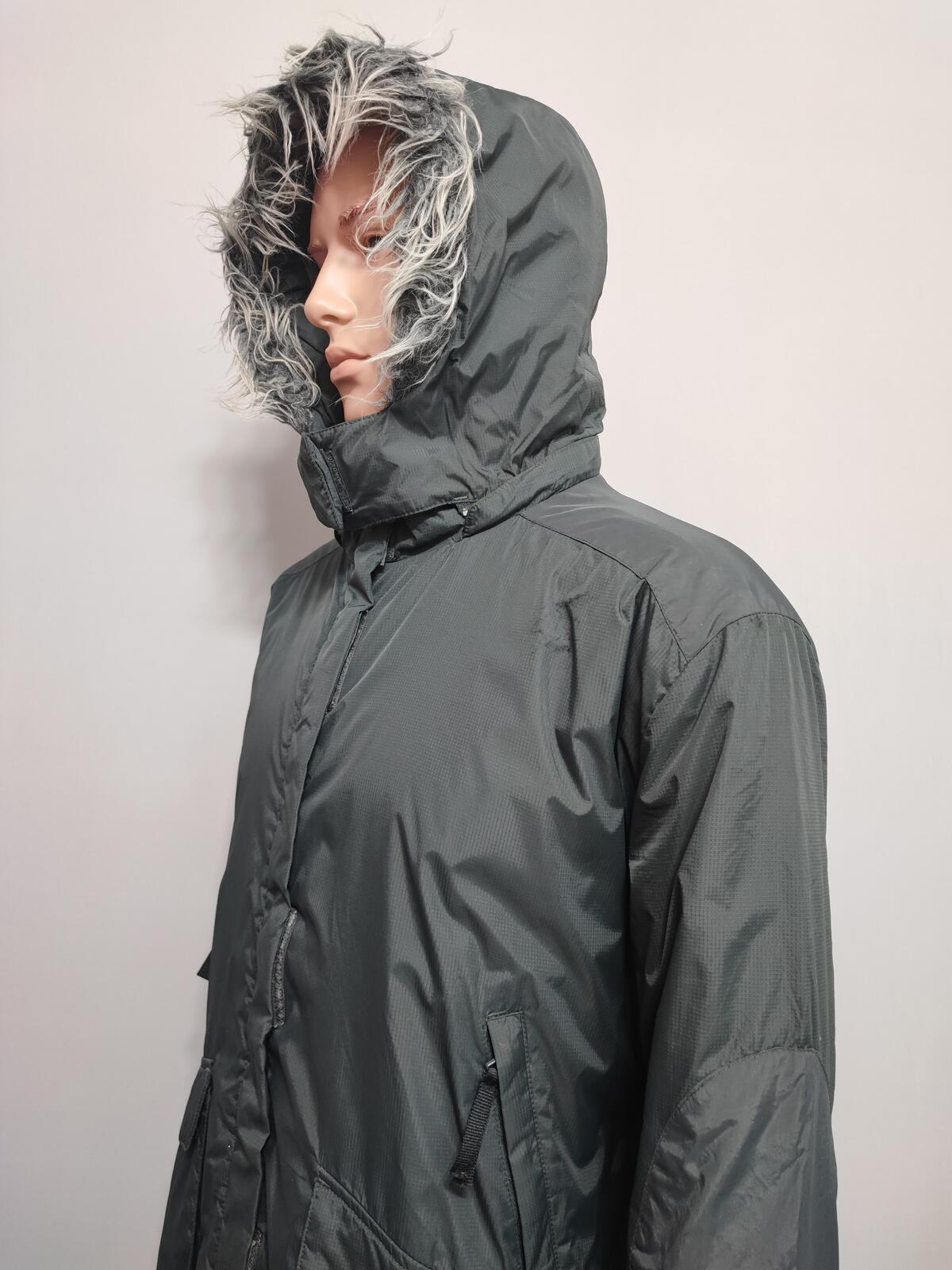 Vintage Helly Hansen Plain Grey Faux Fur Trim Hooded Parka Jacket Men Size XXL
