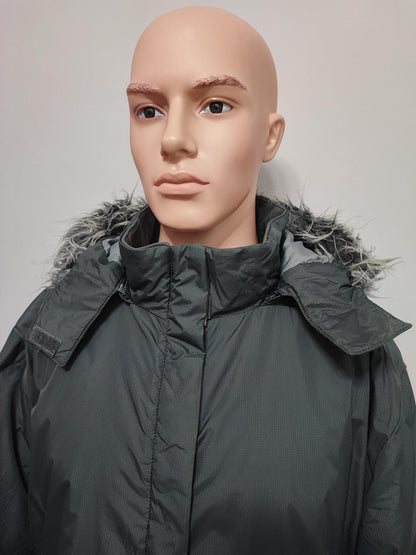 Vintage Helly Hansen Plain Grey Faux Fur Trim Hooded Parka Jacket Men Size XXL