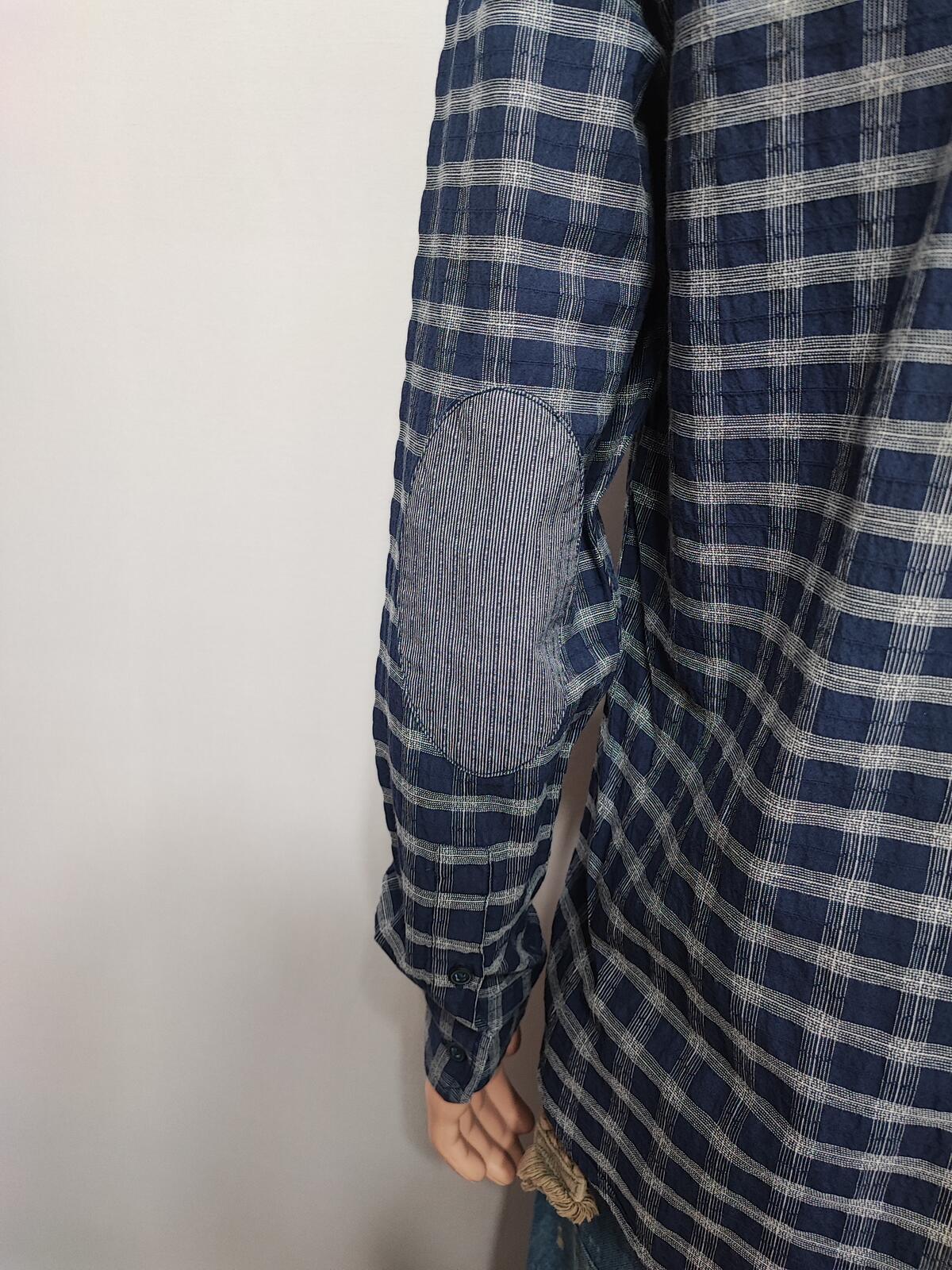 Vintage Wrangler Checked Long Sleeve Plaid Western Casual Shirt Navy Men Size Large
