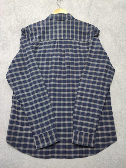 Vintage Wrangler Checked Long Sleeve Plaid Western Casual Shirt Navy Men Size Large
