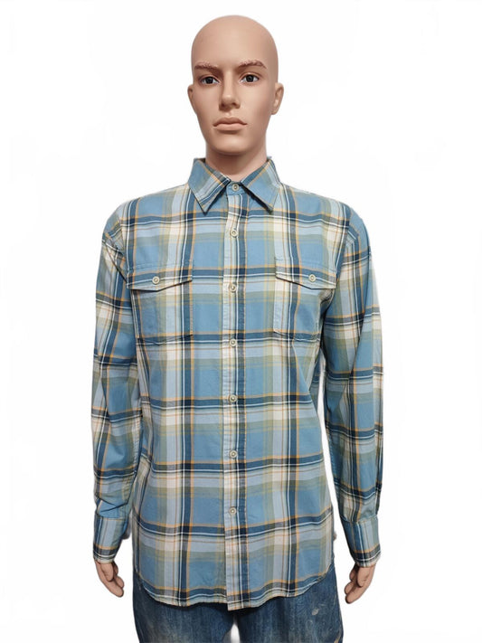 Vintage Timberland Checked Long Sleeve Plaid Gorpcore Casual Shirt Navy Men XL