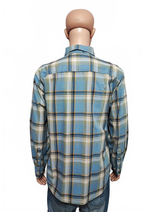 Vintage Timberland Checked Long Sleeve Plaid Gorpcore Casual Shirt Navy Men XL
