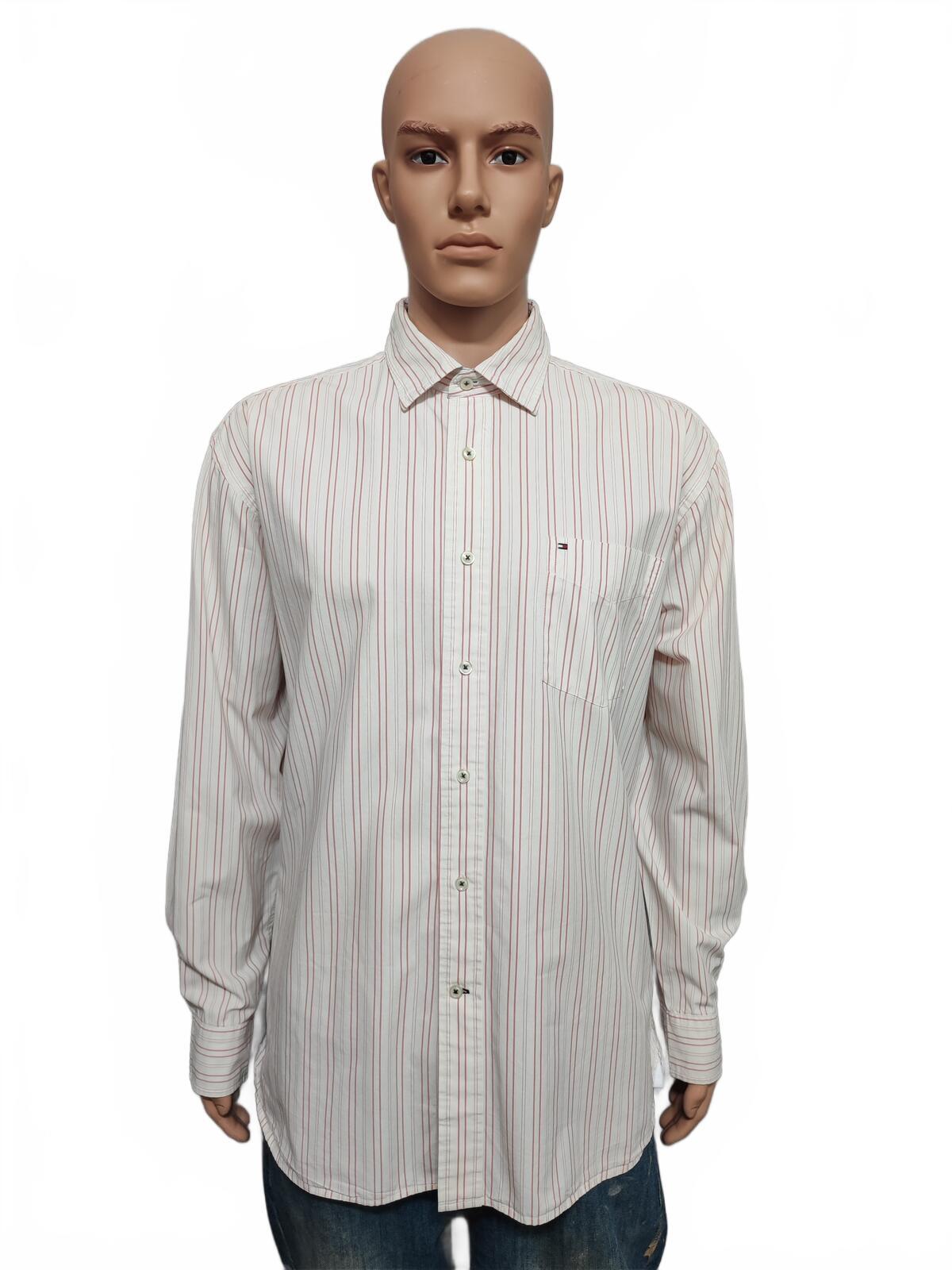 Vintage Tommy Hilfiger Striped Long Sleeve Button Down Shirt Pink Men's Size XL