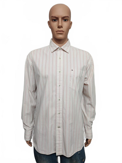 Vintage Tommy Hilfiger Striped Long Sleeve Button Down Shirt Pink Men's Size XL