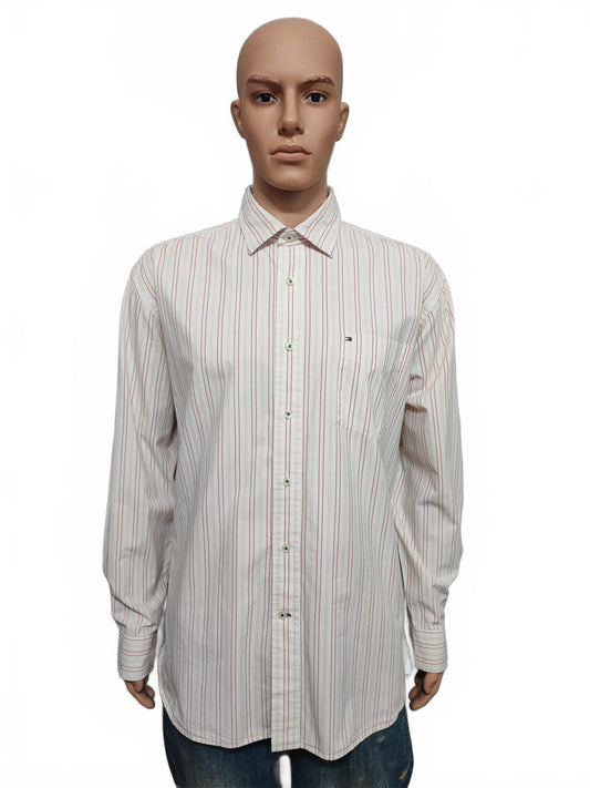 Vintage Tommy Hilfiger Striped Long Sleeve Button Down Shirt Pink Men's Size XL