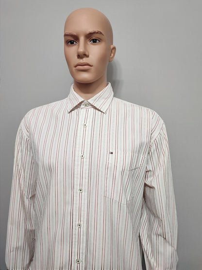 Vintage Tommy Hilfiger Striped Long Sleeve Button Down Shirt Pink Men's Size XL