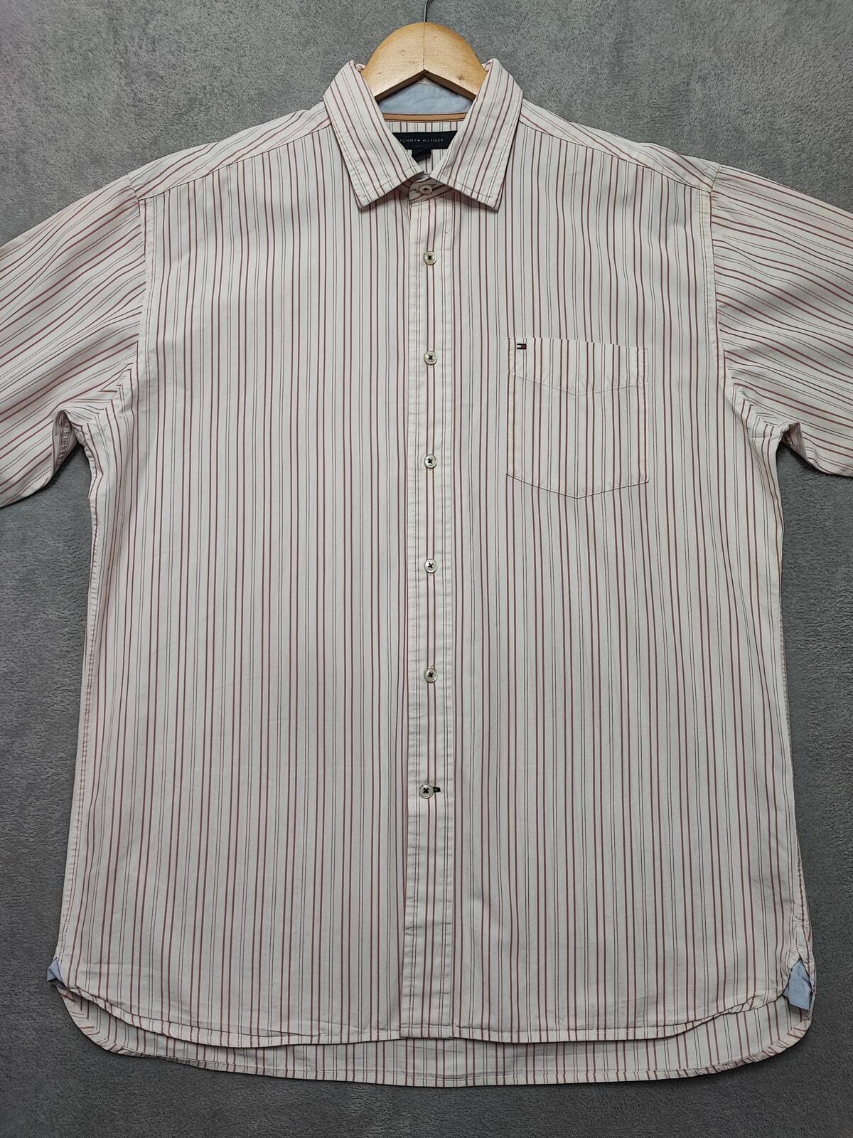 Vintage Tommy Hilfiger Striped Long Sleeve Button Down Shirt Pink Men's Size XL