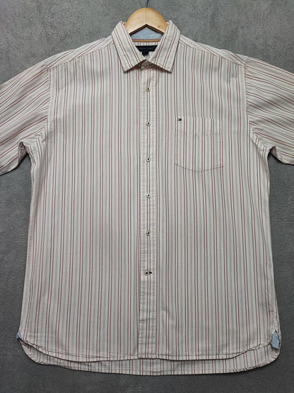 Vintage Tommy Hilfiger Striped Long Sleeve Button Down Shirt Pink Men's Size XL