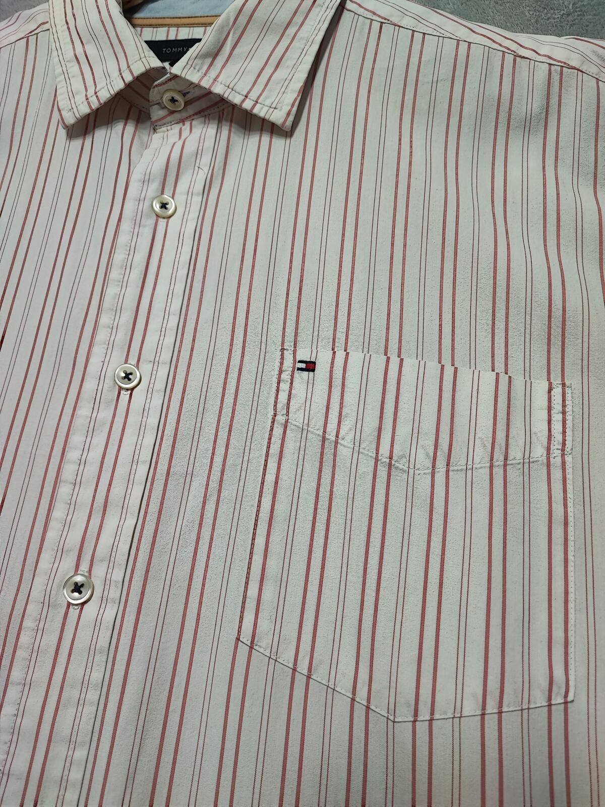 Vintage Tommy Hilfiger Striped Long Sleeve Button Down Shirt Pink Men's Size XL