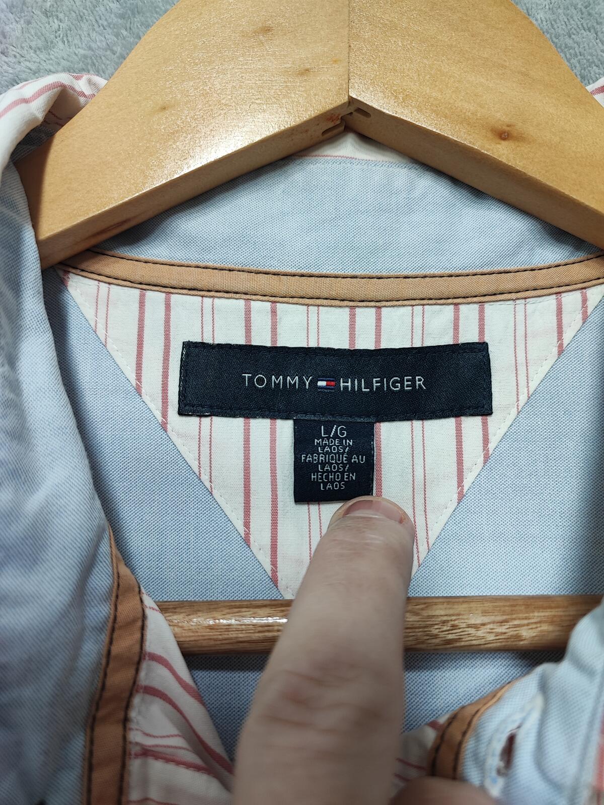 Vintage Tommy Hilfiger Striped Long Sleeve Button Down Shirt Pink Men's Size XL