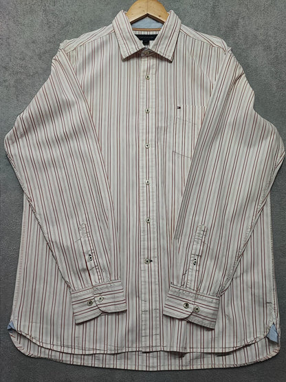 Vintage Tommy Hilfiger Striped Long Sleeve Button Down Shirt Pink Men's Size XL