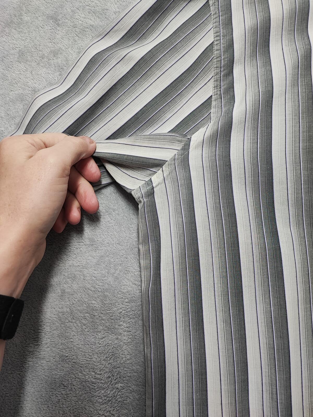 Vintage Calvin Klein Striped Long Sleeve Button Down Shirt Grey Men's Size Large