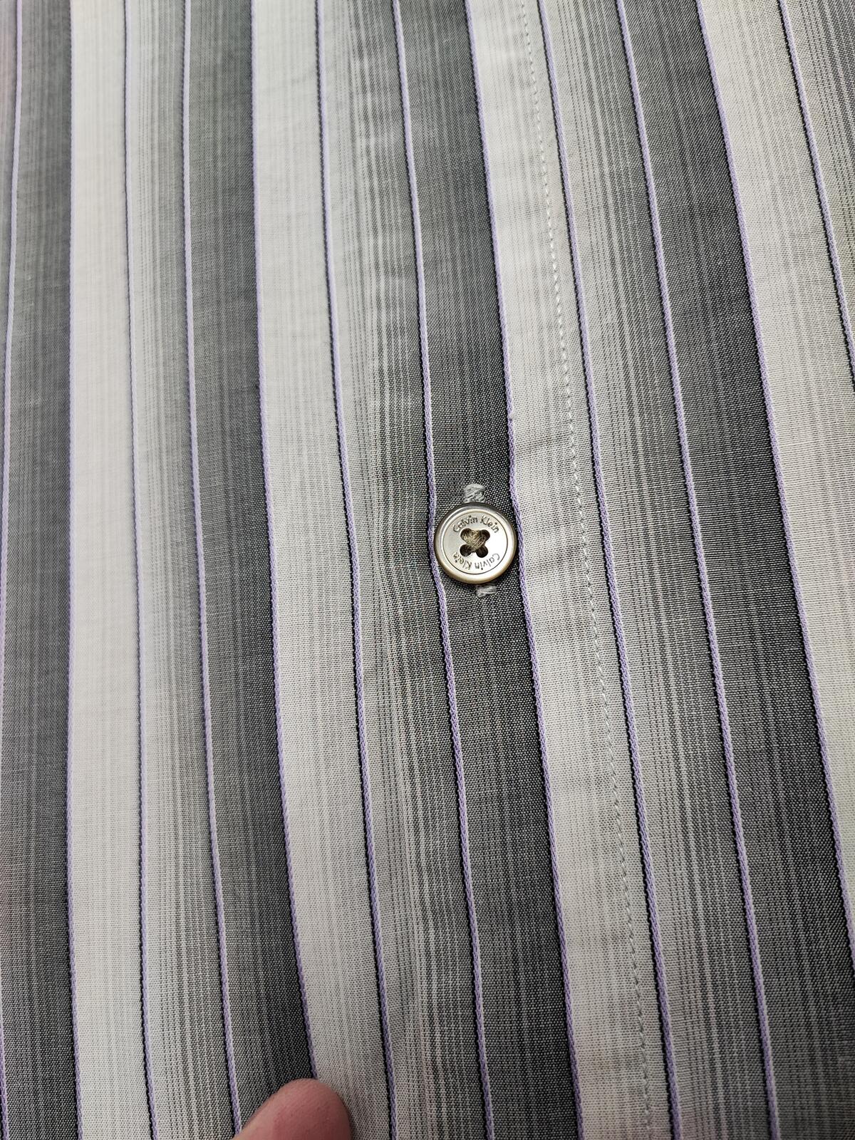 Vintage Calvin Klein Striped Long Sleeve Button Down Shirt Grey Men's Size Large