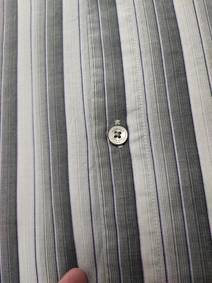 Vintage Calvin Klein Striped Long Sleeve Button Down Shirt Grey Men's Size Large