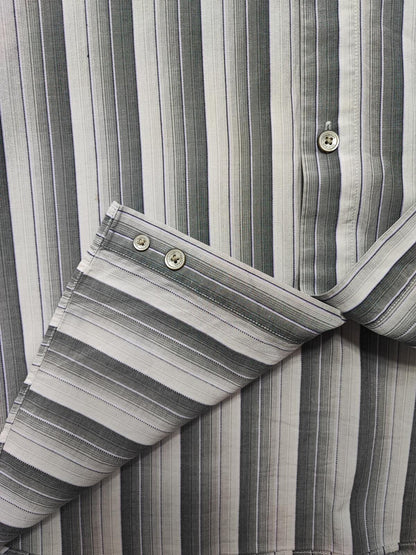 Vintage Calvin Klein Striped Long Sleeve Button Down Shirt Grey Men's Size Large