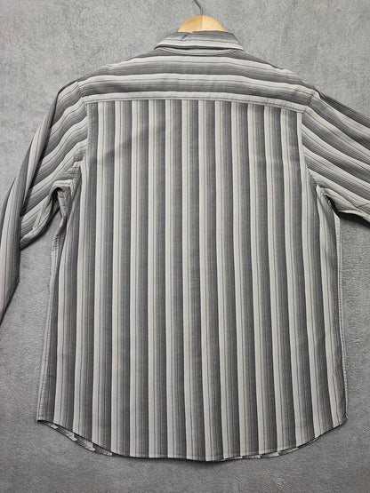 Vintage Calvin Klein Striped Long Sleeve Button Down Shirt Grey Men's Size Large