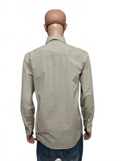 Vintage Calvin Klein Checked Long Sleeve Minimalist Casual Shirt Beige Men Large