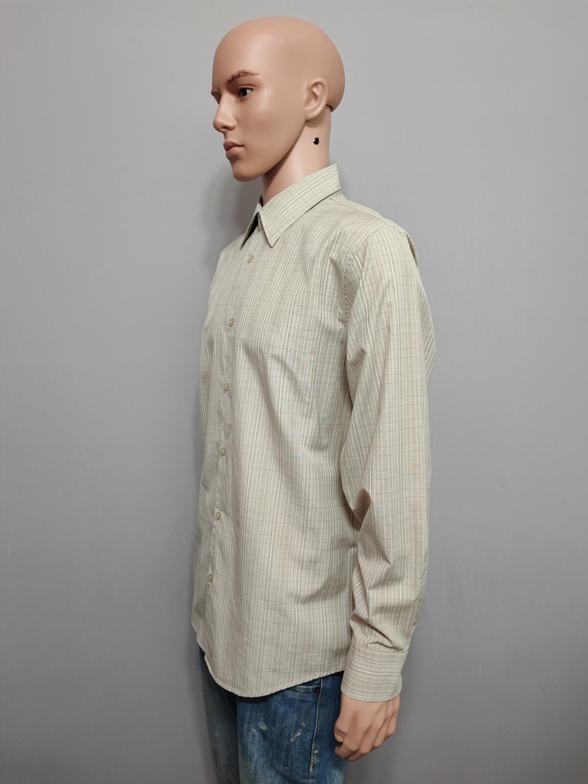 Vintage Calvin Klein Checked Long Sleeve Minimalist Casual Shirt Beige Men Large
