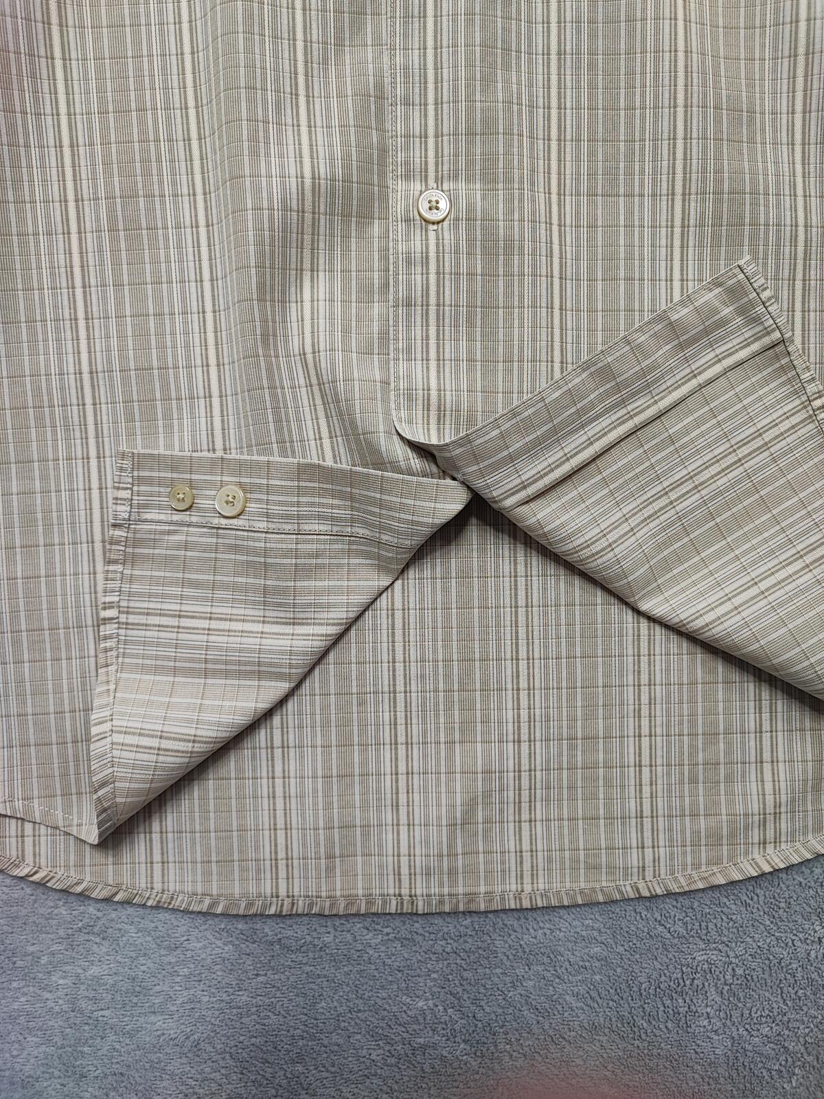 Vintage Calvin Klein Checked Long Sleeve Minimalist Casual Shirt Beige Men Large
