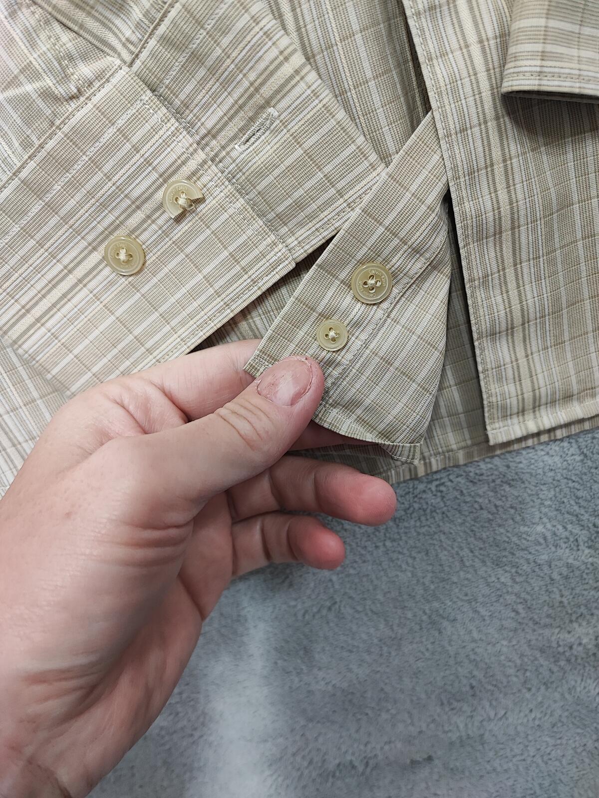 Vintage Calvin Klein Checked Long Sleeve Minimalist Casual Shirt Beige Men Large