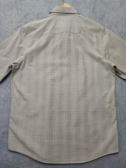 Vintage Calvin Klein Checked Long Sleeve Minimalist Casual Shirt Beige Men Large