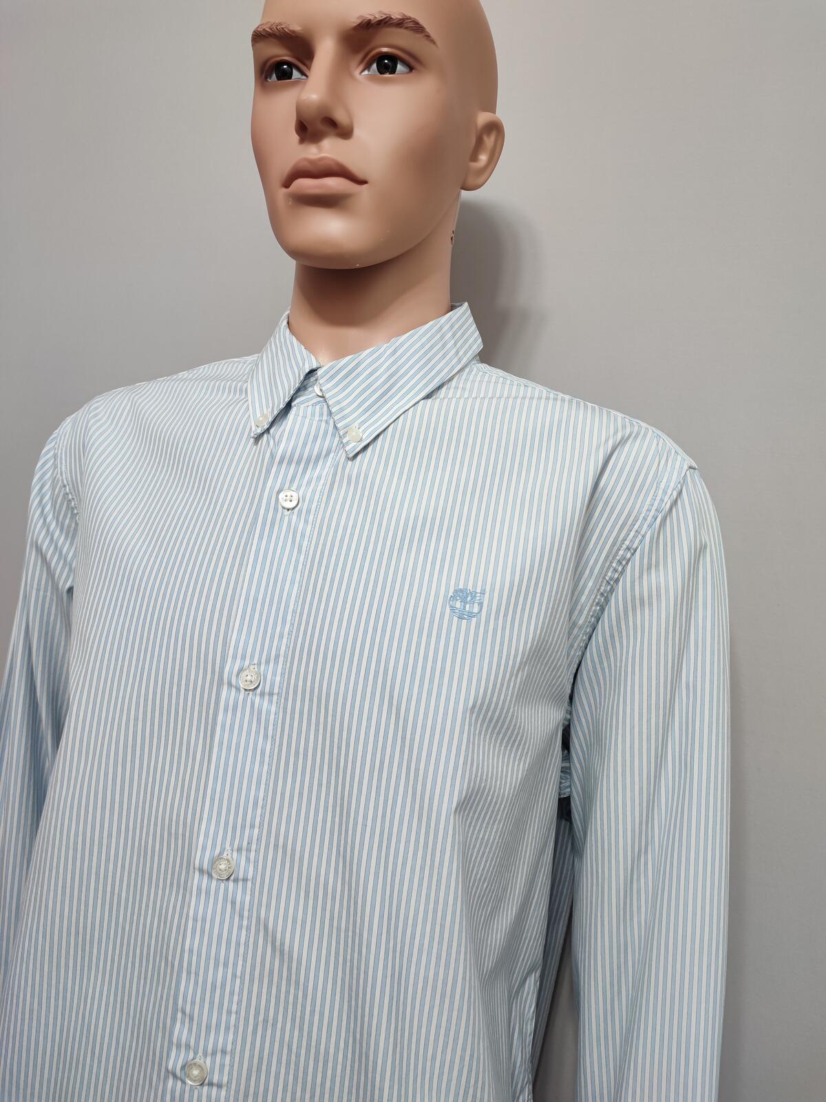 Vintage Timberland Striped Long Sleeve Shirt Sky Blue White Men's Size XL