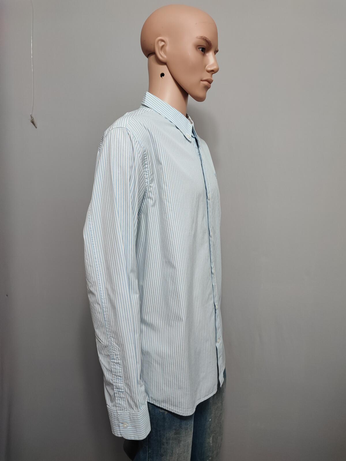 Vintage Timberland Striped Long Sleeve Shirt Sky Blue White Men's Size XL