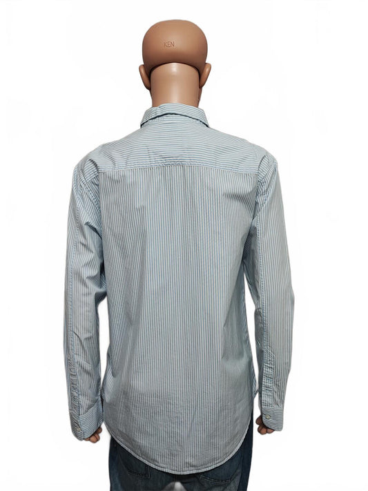 Vintage Timberland Striped Long Sleeve Shirt Sky Blue White Men's Size XL