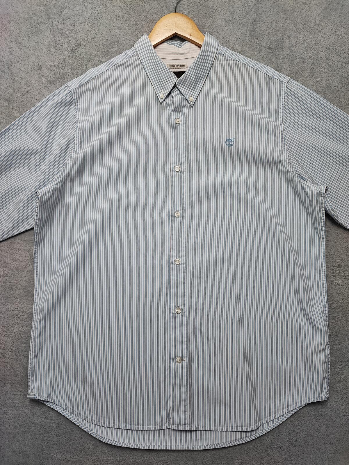Vintage Timberland Striped Long Sleeve Shirt Sky Blue White Men's Size XL