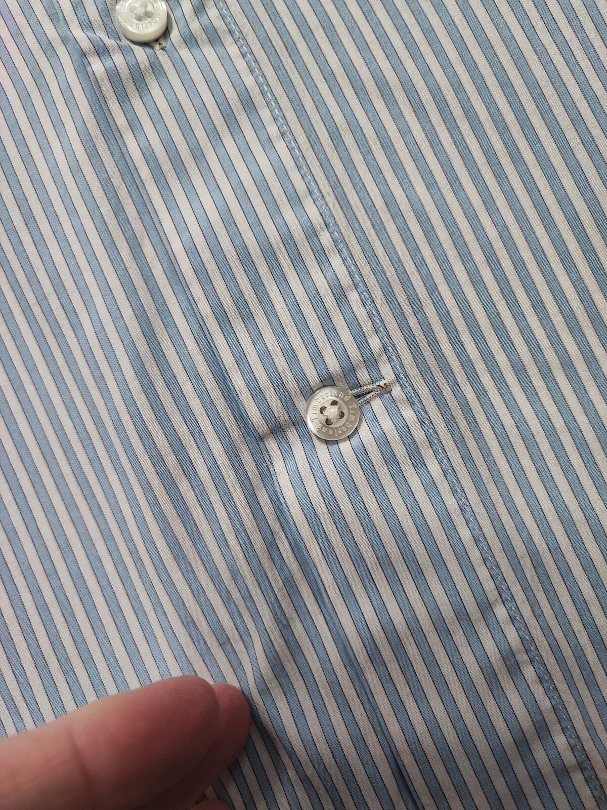 Vintage Timberland Striped Long Sleeve Shirt Sky Blue White Men's Size XL